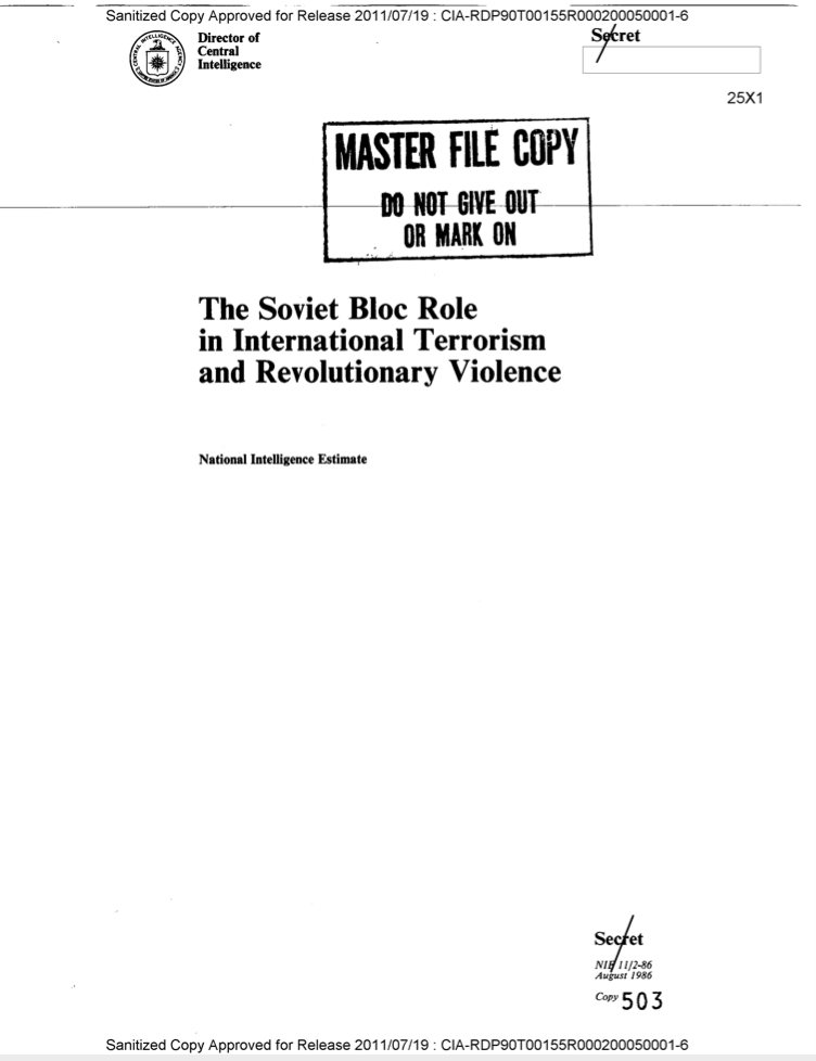 The Soviet Bloc Role  in International Terrorism and Revolut, Revolutionary Violence, 1985