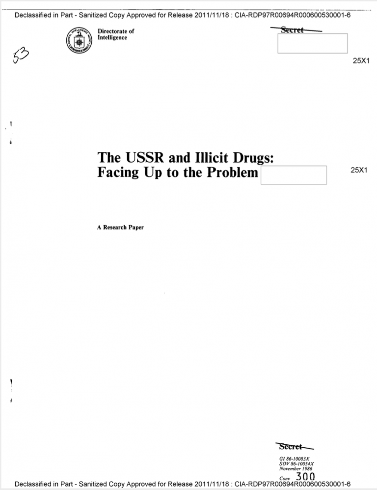 The USSR and Illicit Drugs: facing Up to the Problem, 1986