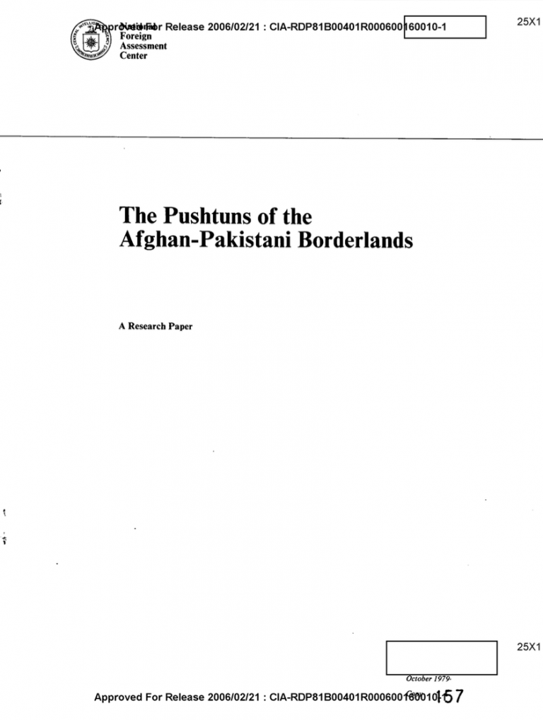 The Pushtuns of the Afghan-Pakistani borderlands, 1979