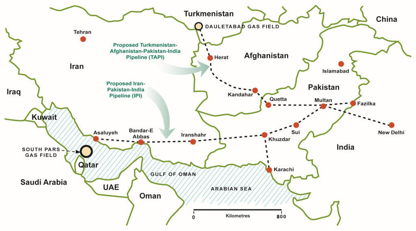 Turkmenistan Afghanistan Pakistan India TAPI pipeline project proposed map 9