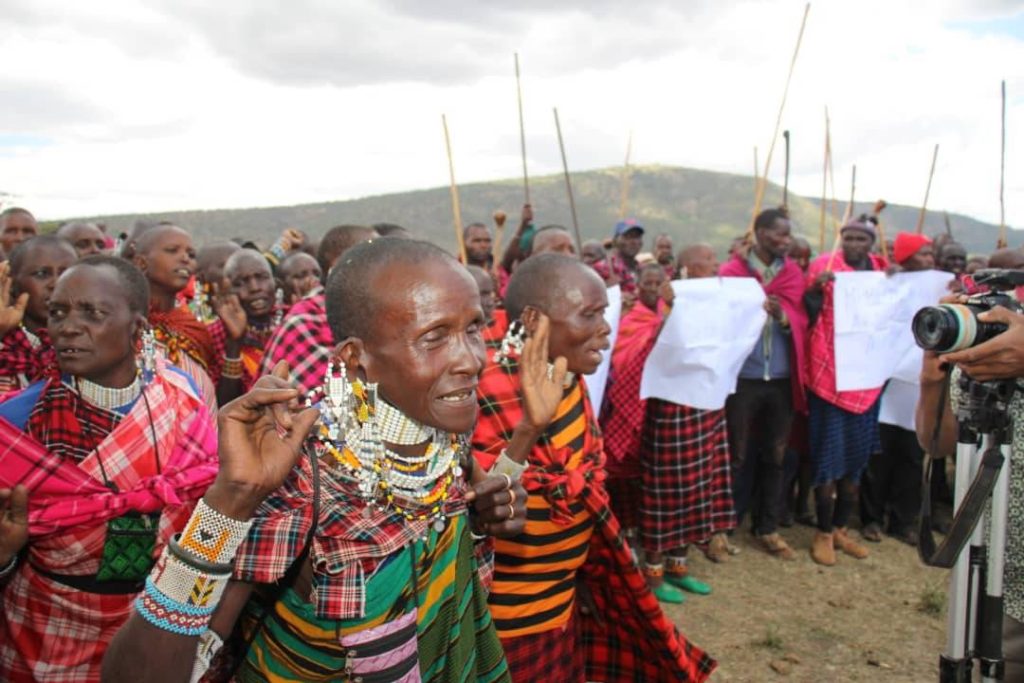 Maasai residents protesting after Arusha Regional Commissioners announcement